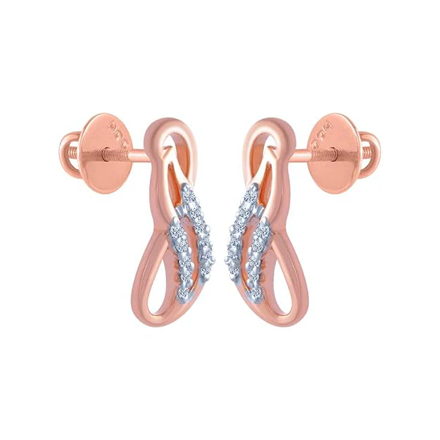 18k (750) Rose Gold And Diamond Stud Earrings For Women - Image 2