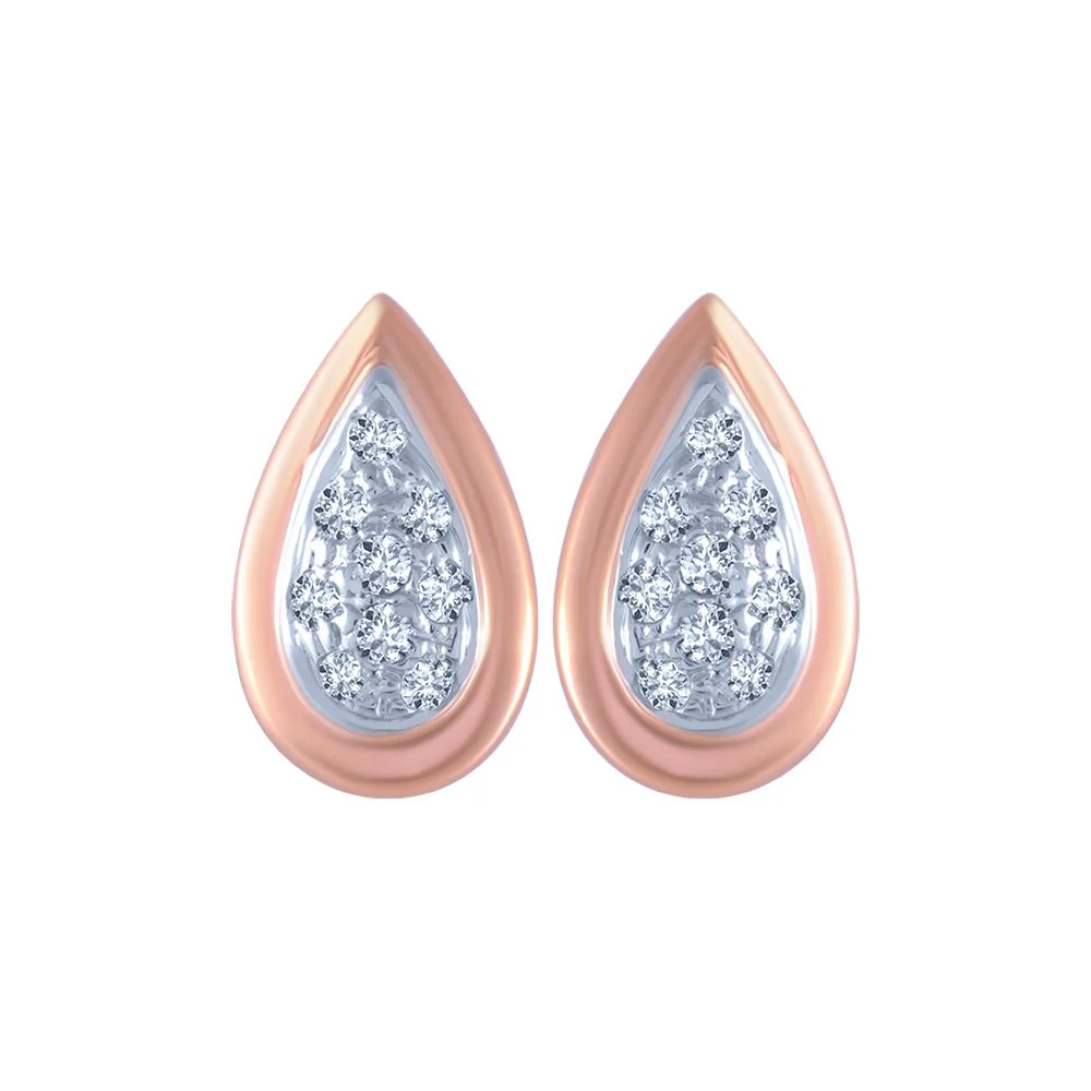 18k (750) Rose Gold And Diamond Stud Earrings For Women