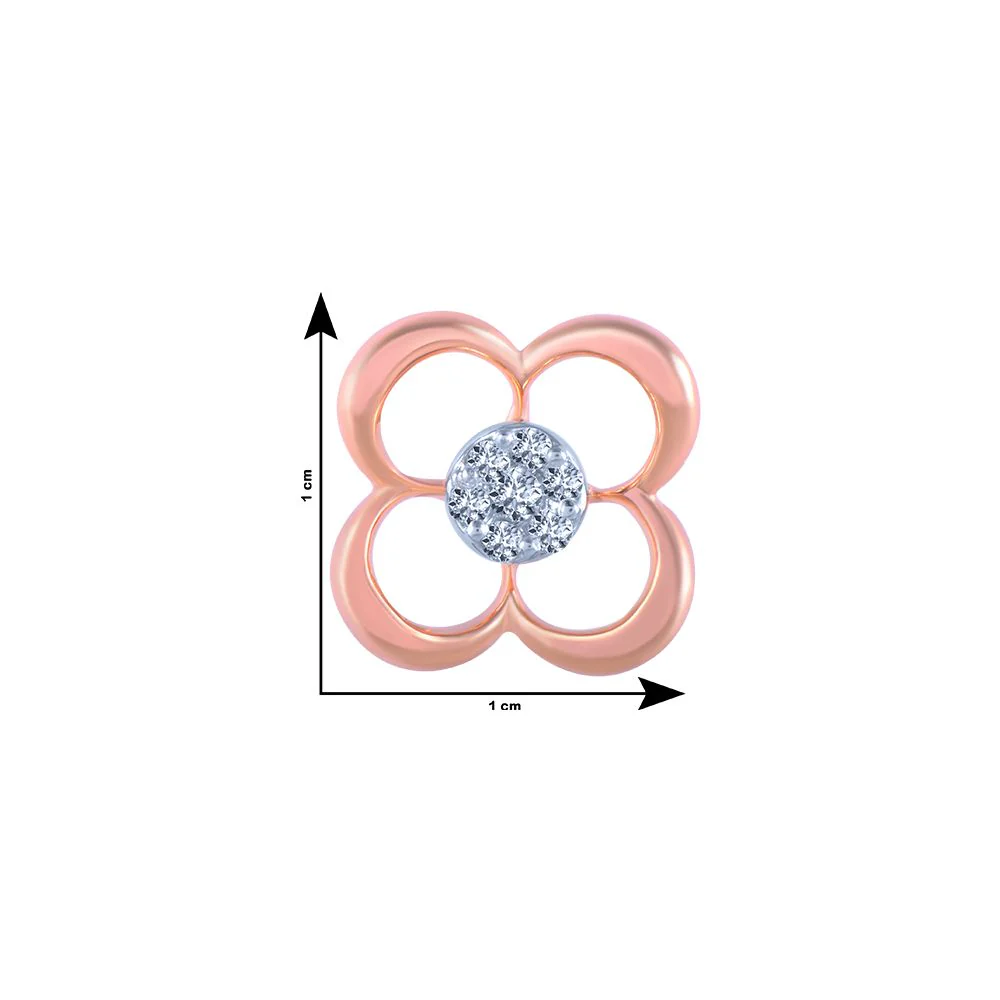 18k (750) Rose Gold And Diamond Stud Earrings For Women - Image 4