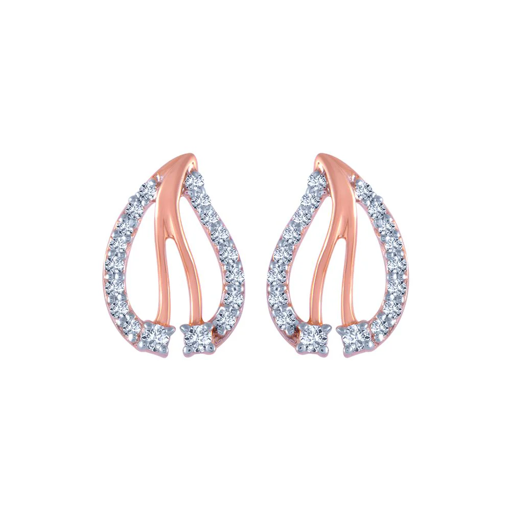 18k (750) Rose Gold And Diamond Stud Earrings For Women