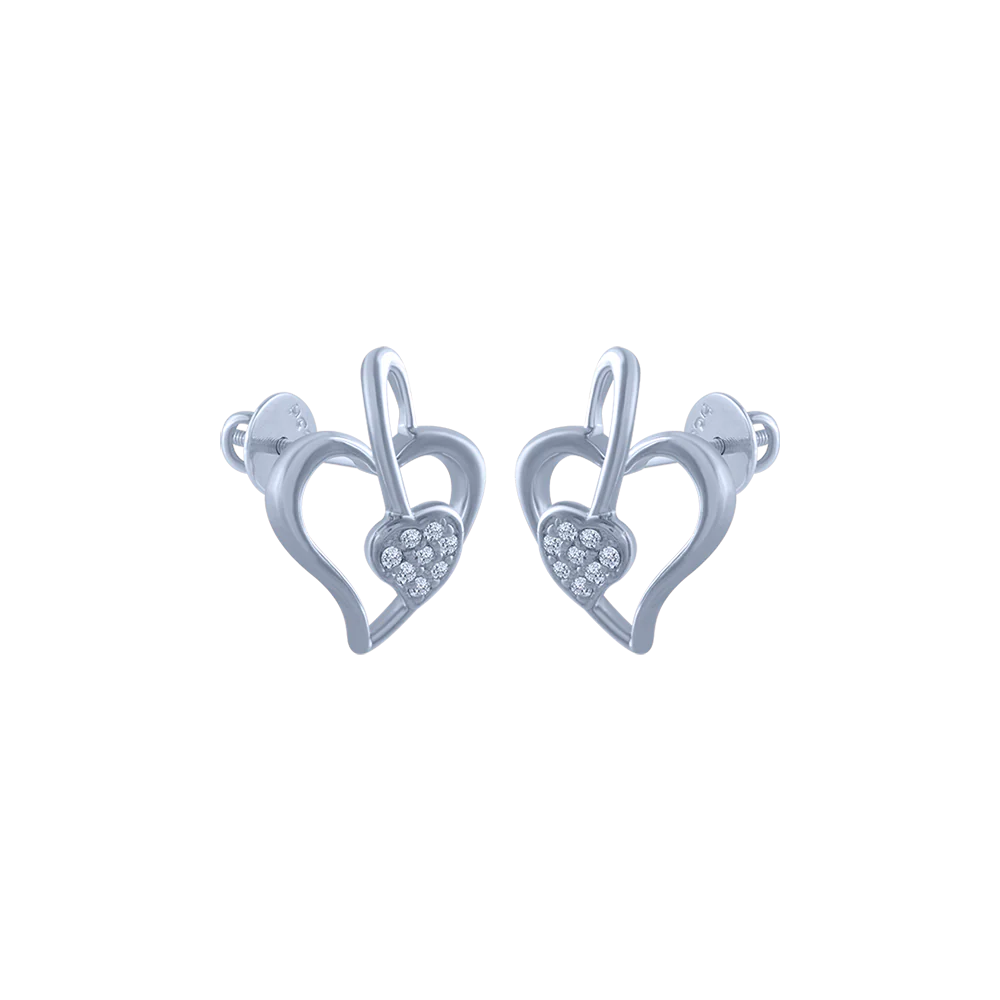 18k (750) White Gold And Diamond Stud Earrings For Women