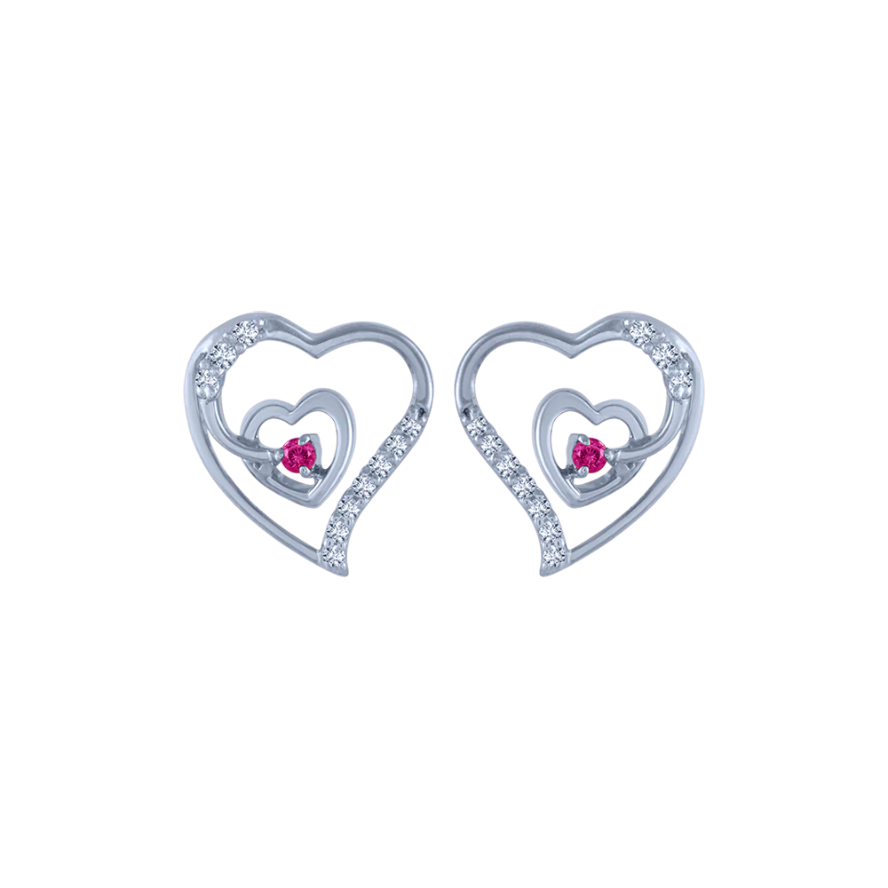 18k (750) White Gold And Diamond Stud Earrings For Women - Image 2