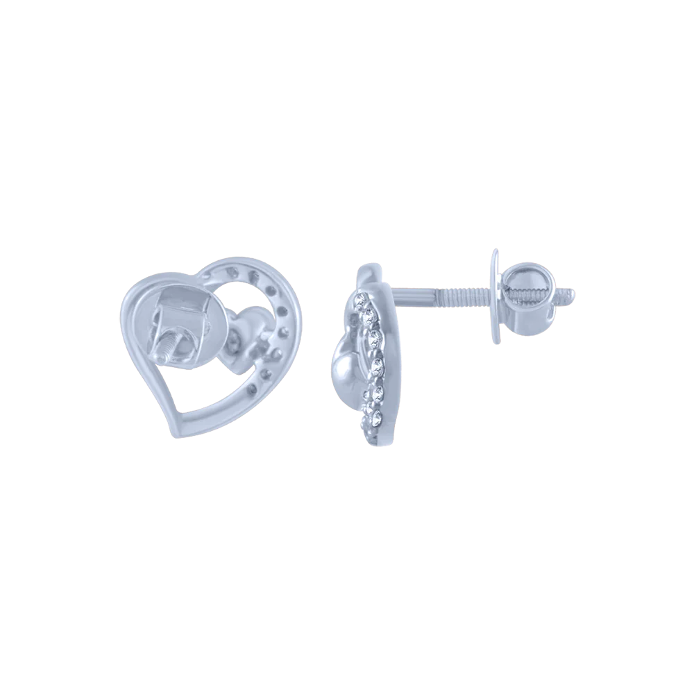 18k (750) White Gold And Diamond Stud Earrings For Women - Image 3