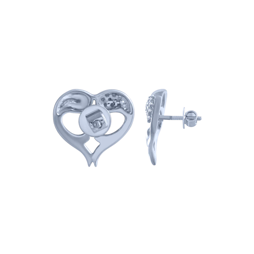 18k (750) White Gold And Diamond Stud Earrings For Women - Image 3