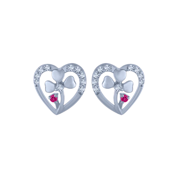 18k (750) White Gold And Diamond Stud Earrings For Women - Image 2