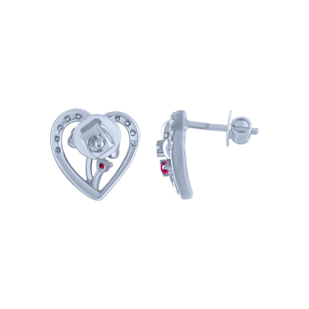 18k (750) White Gold And Diamond Stud Earrings For Women - Image 3