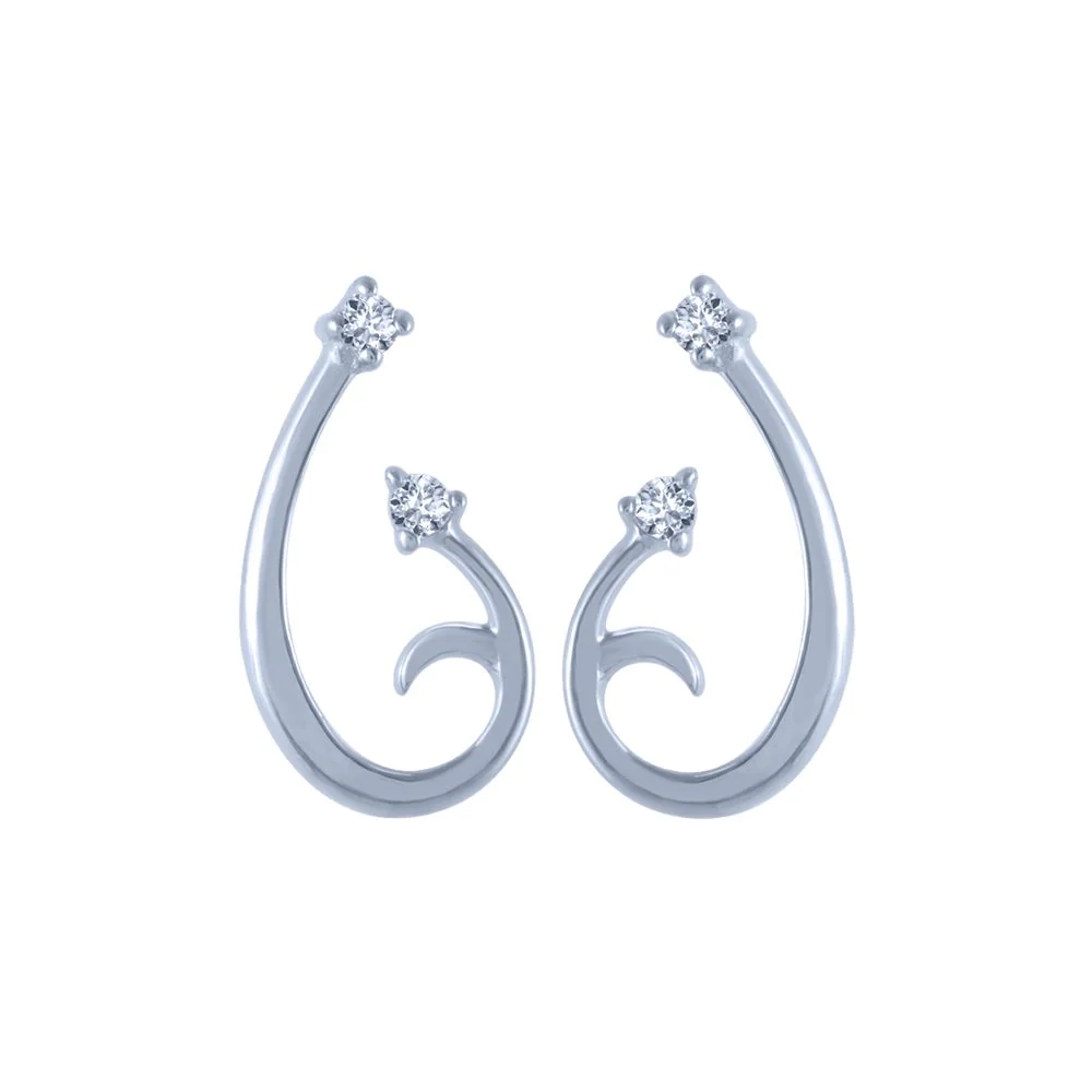 18k (750) White Gold And Diamond Stud Earrings For Women