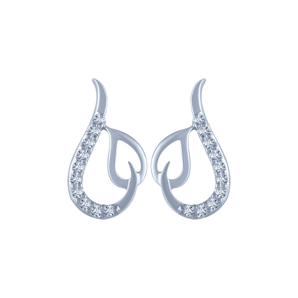 18k (750) White Gold And Diamond Stud Earrings For Women