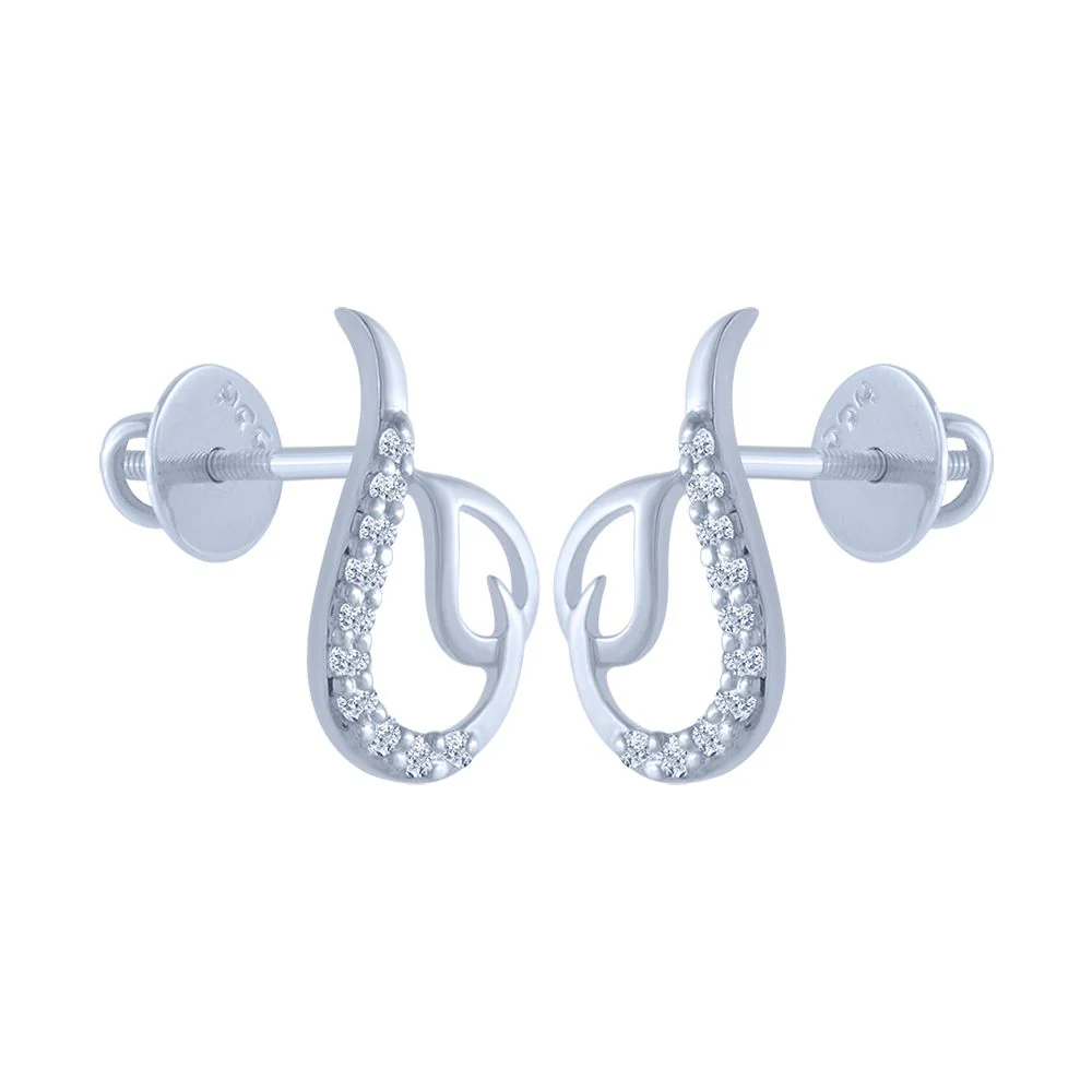 18k (750) White Gold And Diamond Stud Earrings For Women - Image 2