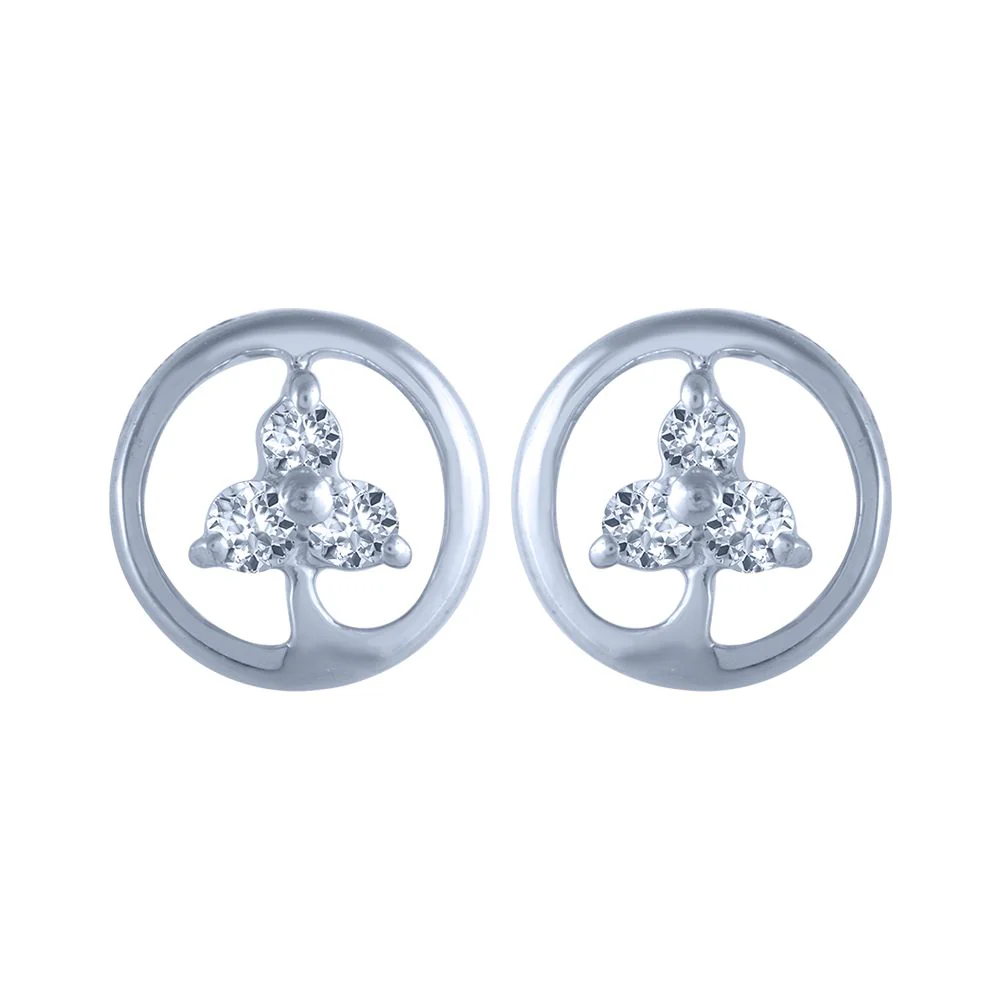 18k (750) White Gold And Diamond Stud Earrings For Women