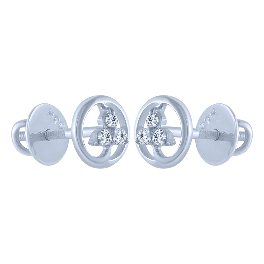 18k (750) White Gold And Diamond Stud Earrings For Women - Image 3