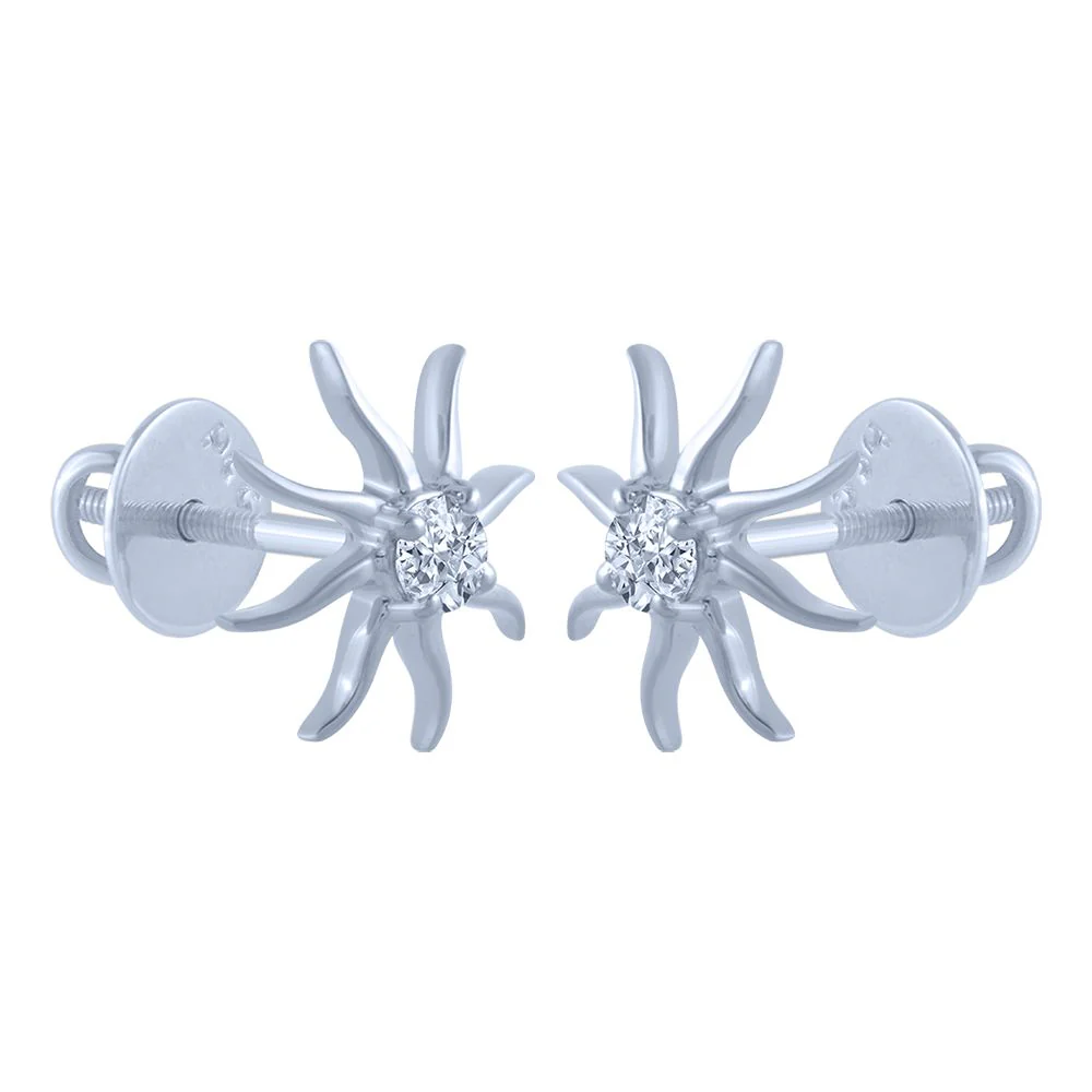 18k (750) White Gold And Diamond Stud Earrings For Women - Image 3