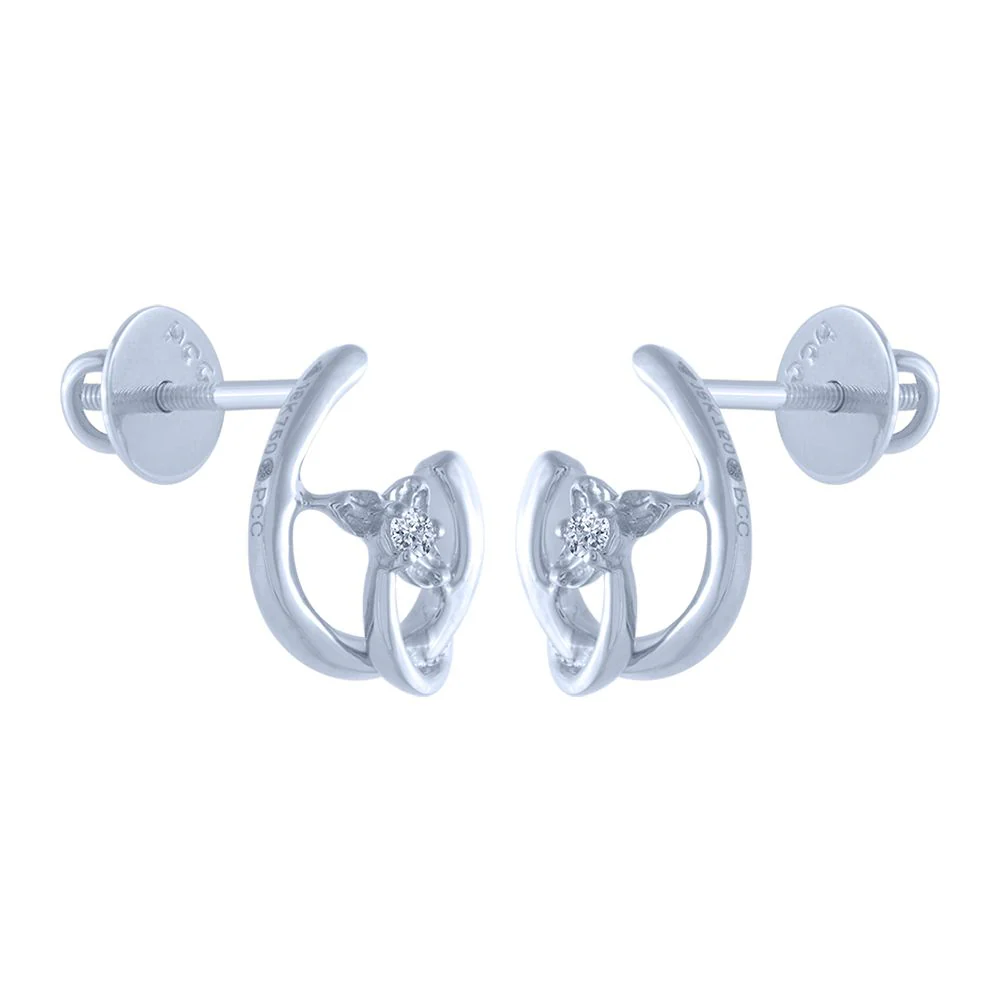 18k (750) White Gold And Diamond Stud Earrings For Women - Image 2
