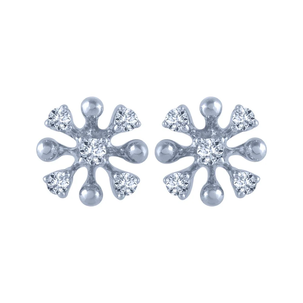 18k (750) White Gold And Diamond Stud Earrings For Women