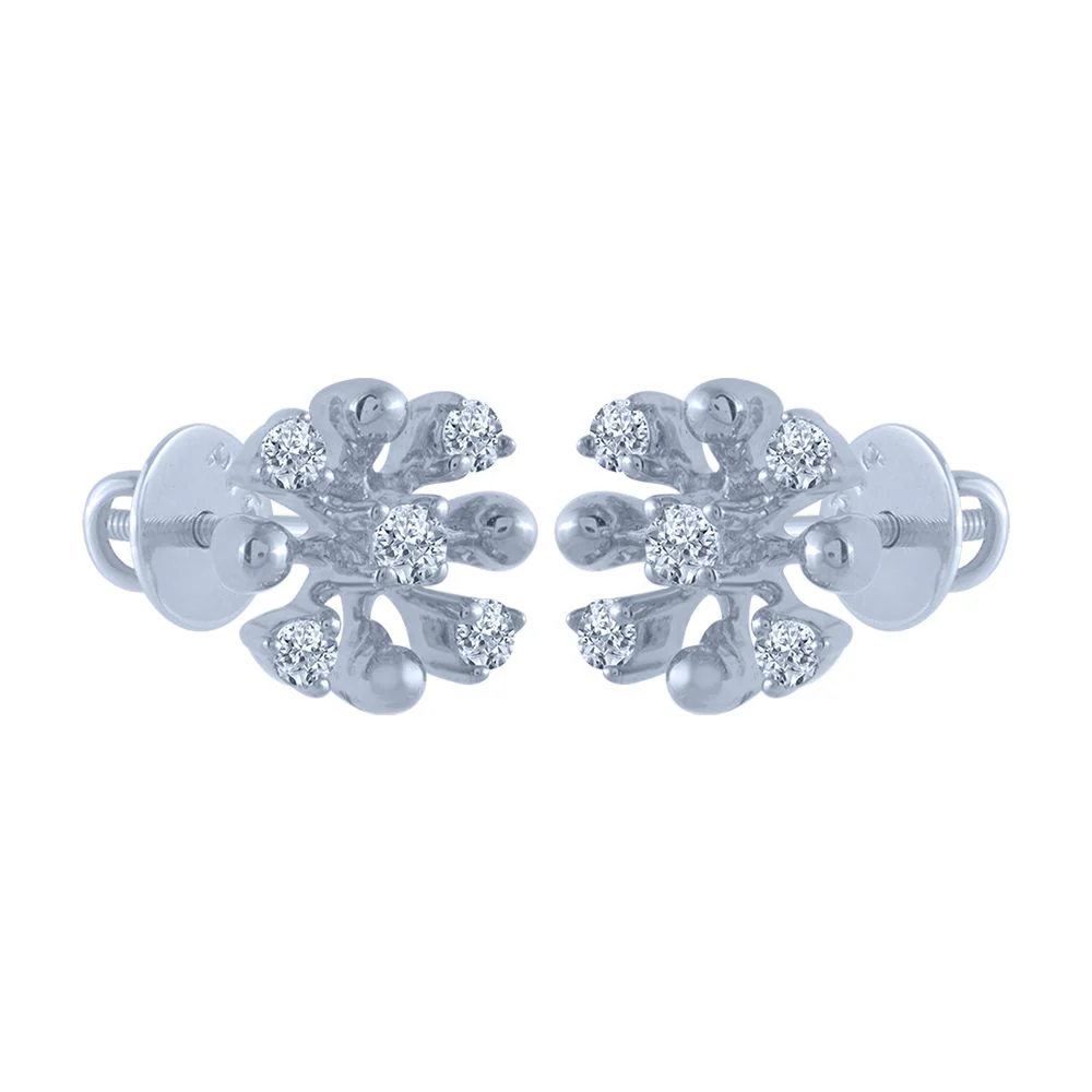 18k (750) White Gold And Diamond Stud Earrings For Women - Image 2