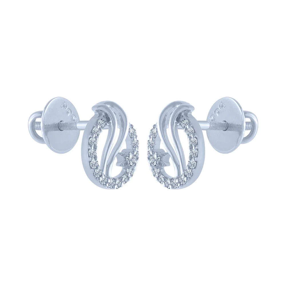 18k (750) White Gold And Diamond Stud Earrings For Women - Image 3
