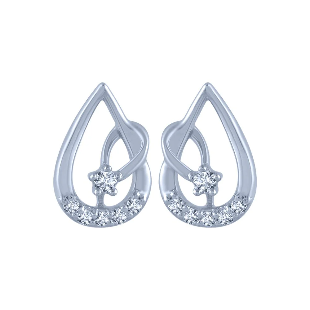 18k (750) White Gold And Diamond Stud Earrings For Women