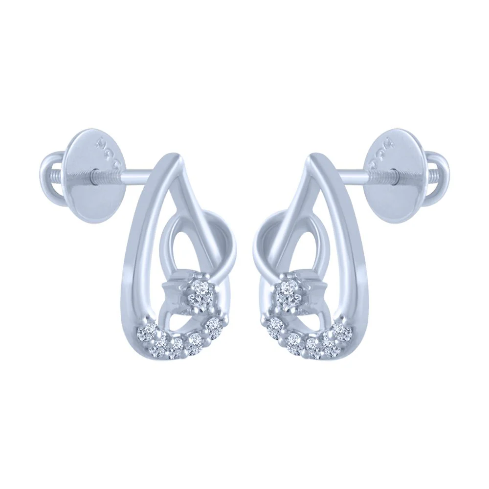18k (750) White Gold And Diamond Stud Earrings For Women - Image 2