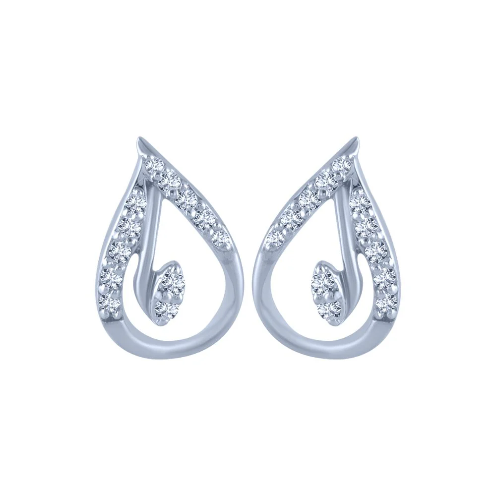 18k (750) White Gold And Diamond Stud Earrings For Women