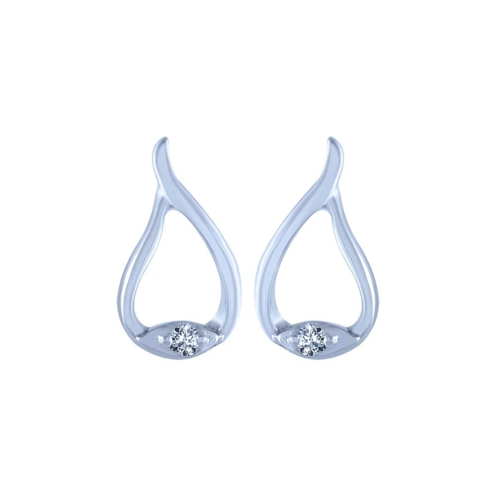 18k (750) White Gold And Diamond Stud Earrings For Women