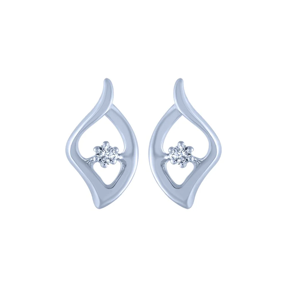 18k (750) White Gold And Diamond Stud Earrings For Women