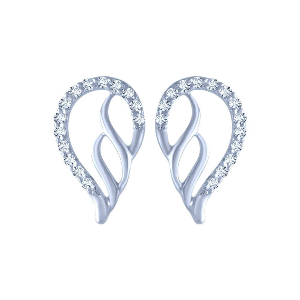 18k (750) White Gold And Diamond Stud Earrings For Women