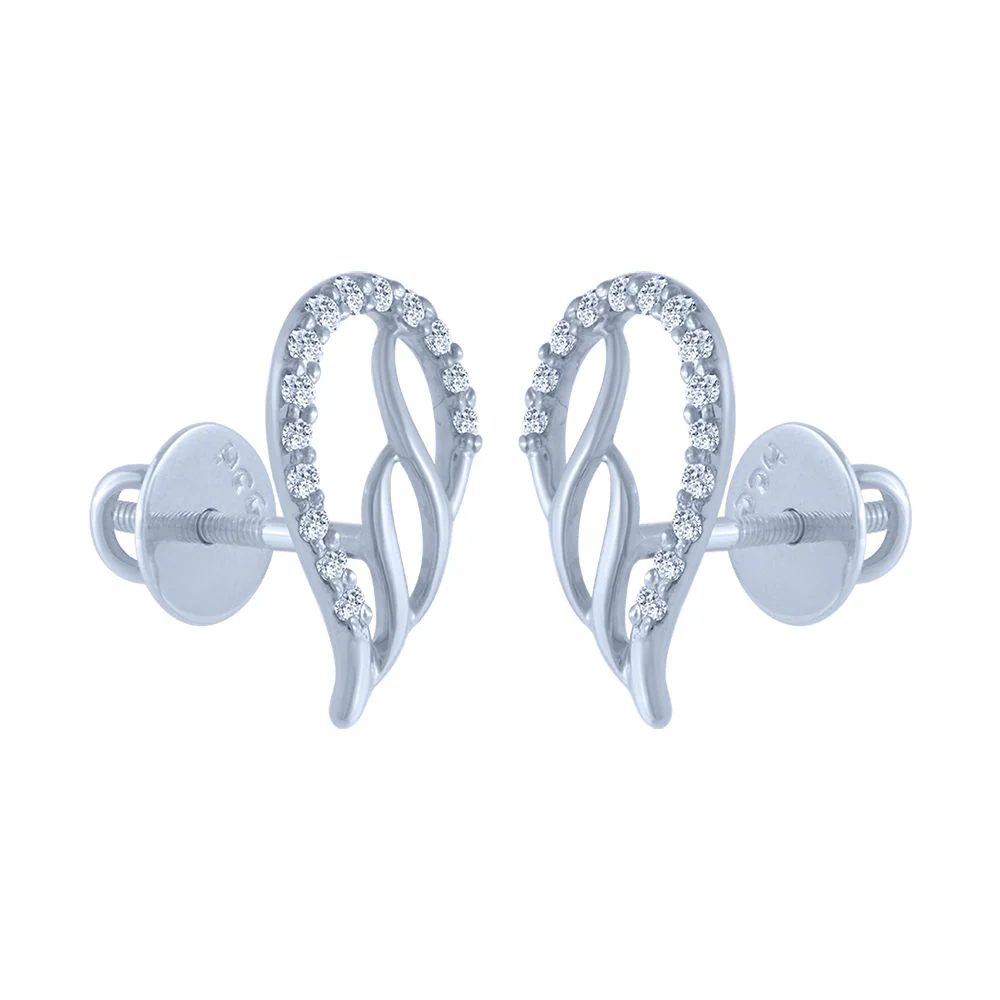 18k (750) White Gold And Diamond Stud Earrings For Women - Image 3