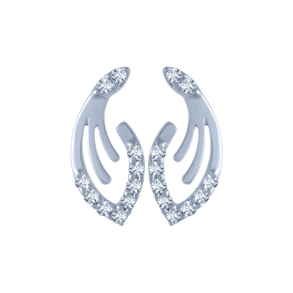 18k (750) White Gold And Diamond Stud Earrings For Women