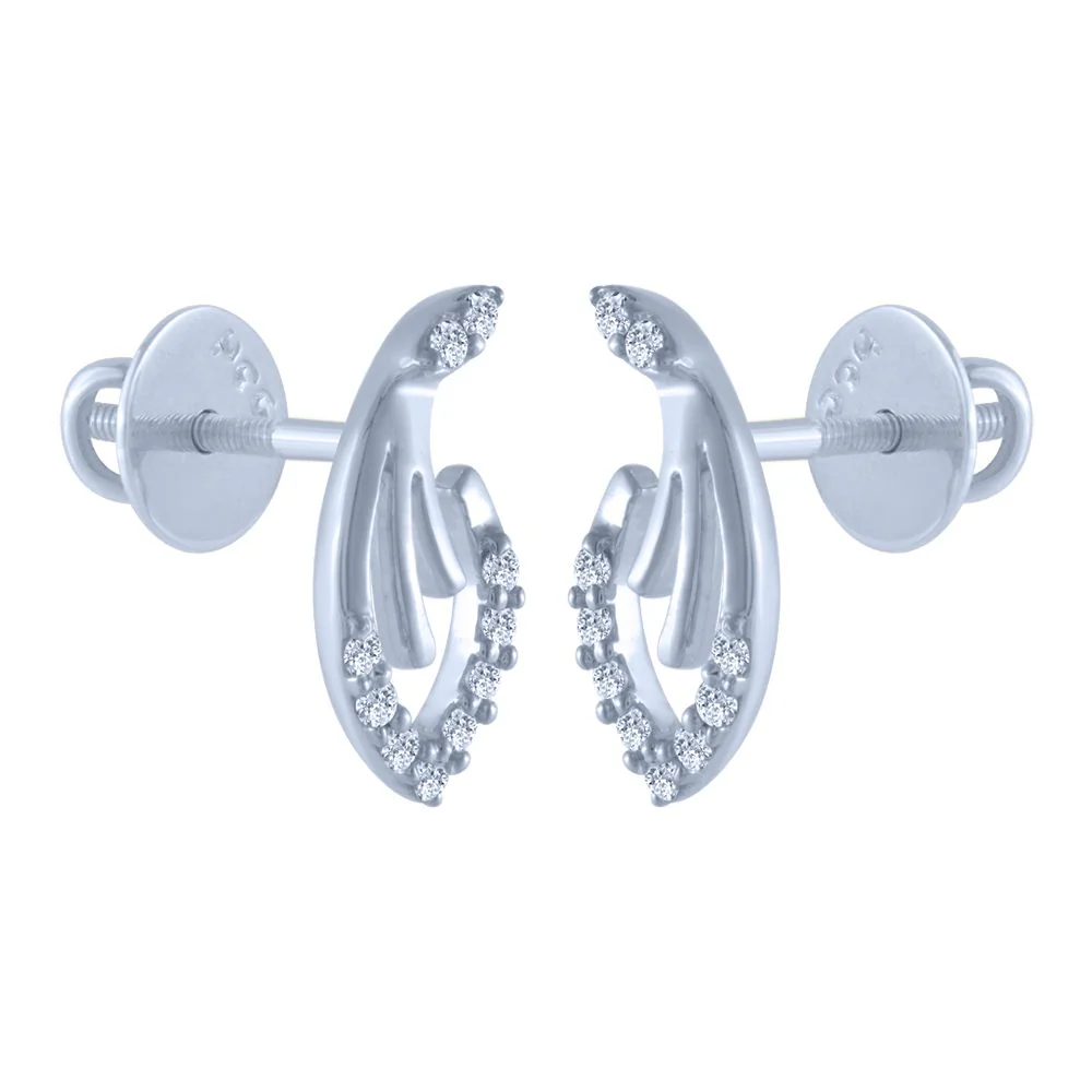 18k (750) White Gold And Diamond Stud Earrings For Women - Image 3
