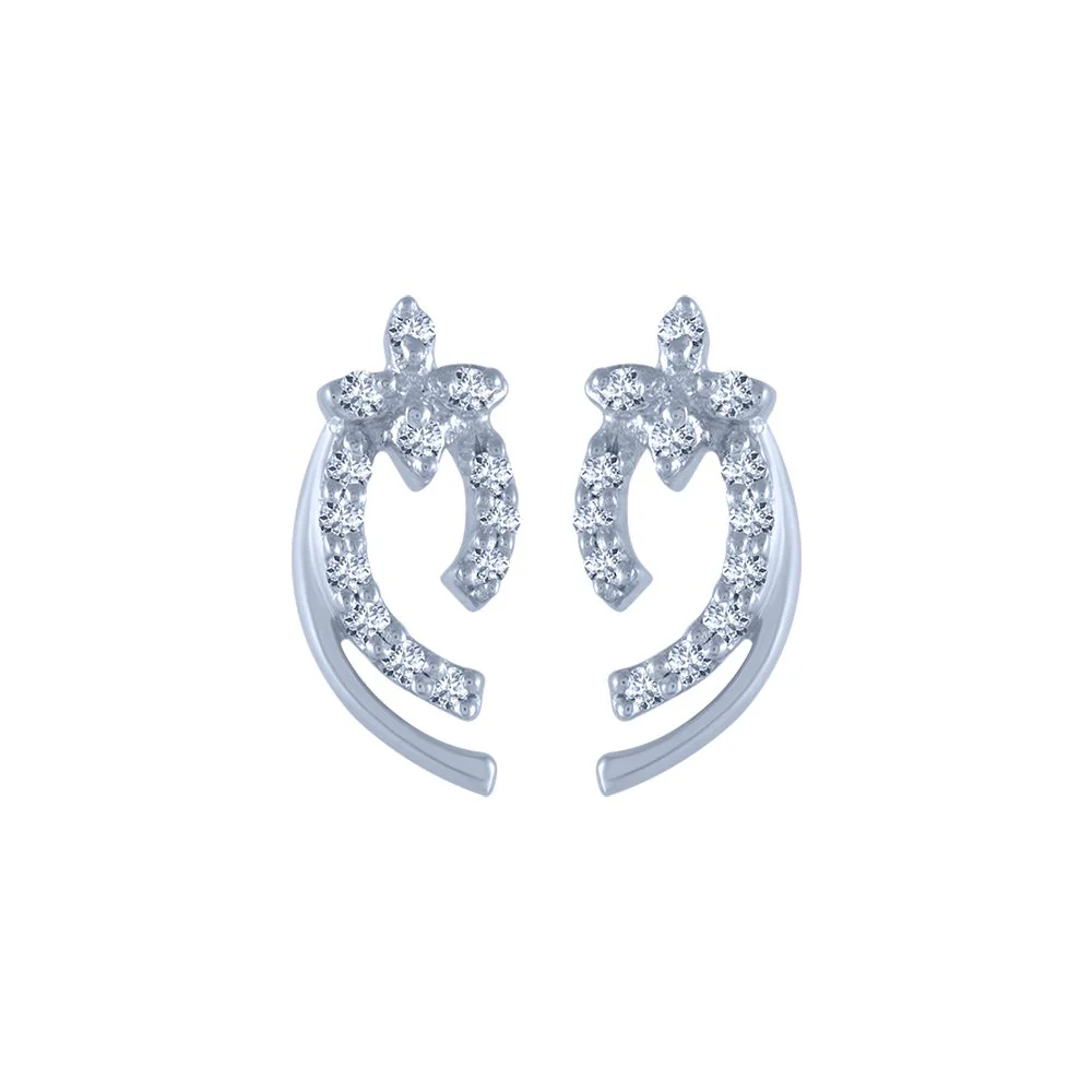18k (750) White Gold And Diamond Stud Earrings For Women