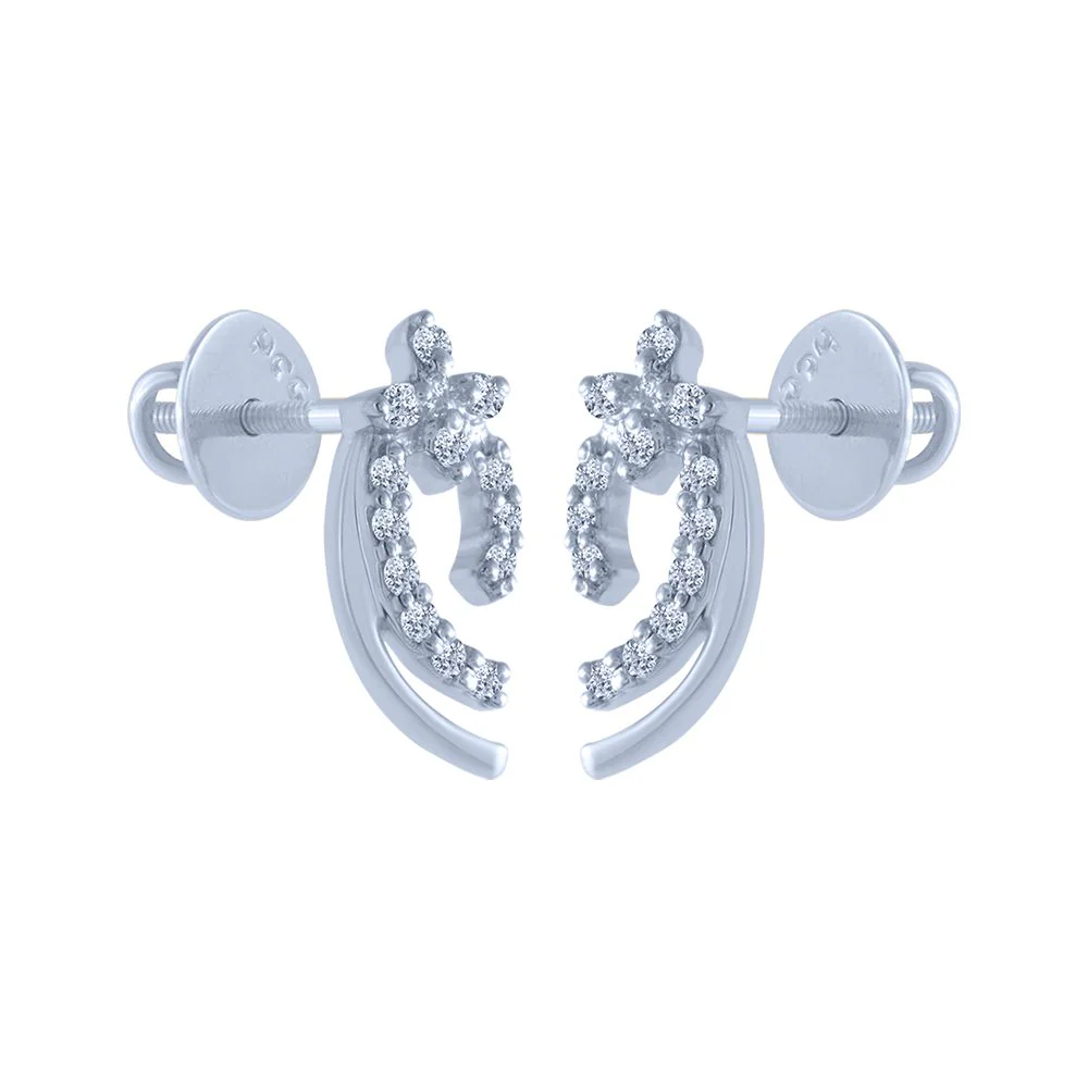 18k (750) White Gold And Diamond Stud Earrings For Women - Image 2