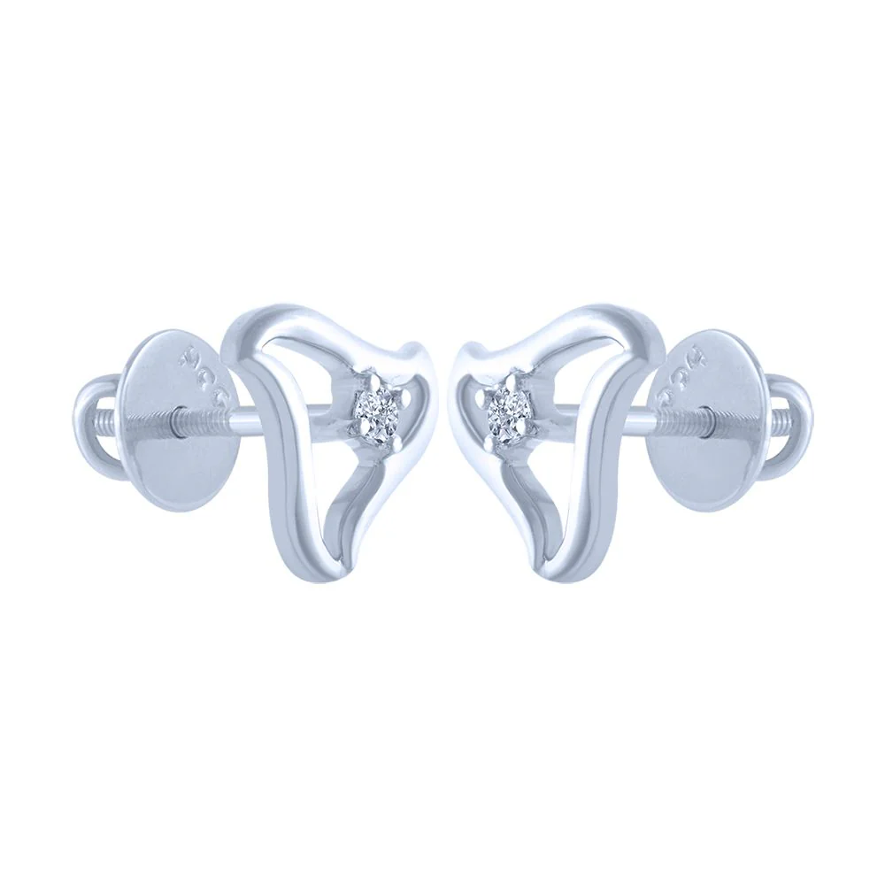 18k (750) White Gold And Diamond Stud Earrings For Women - Image 2