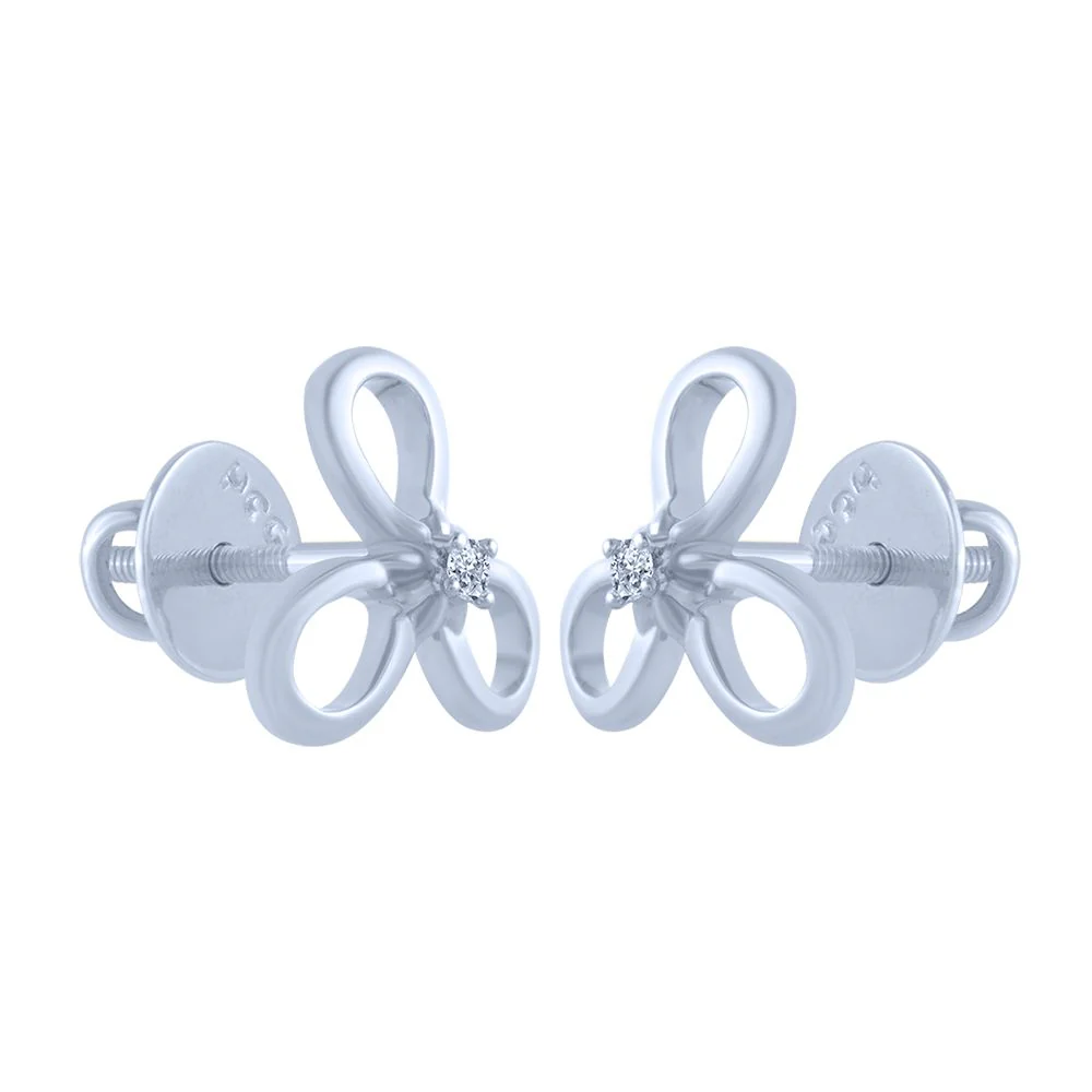 18k (750) White Gold And Diamond Stud Earrings For Women - Image 2