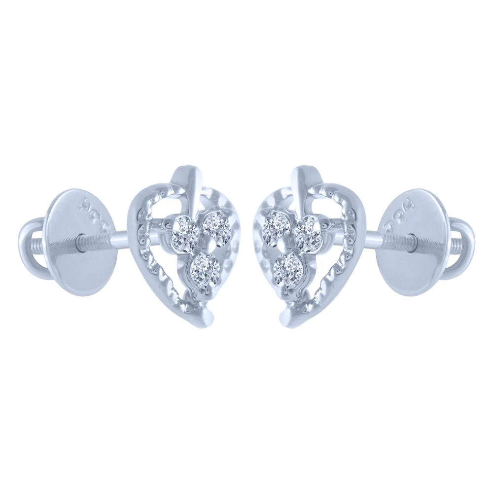 18k (750) White Gold And Diamond Stud Earrings For Women - Image 3