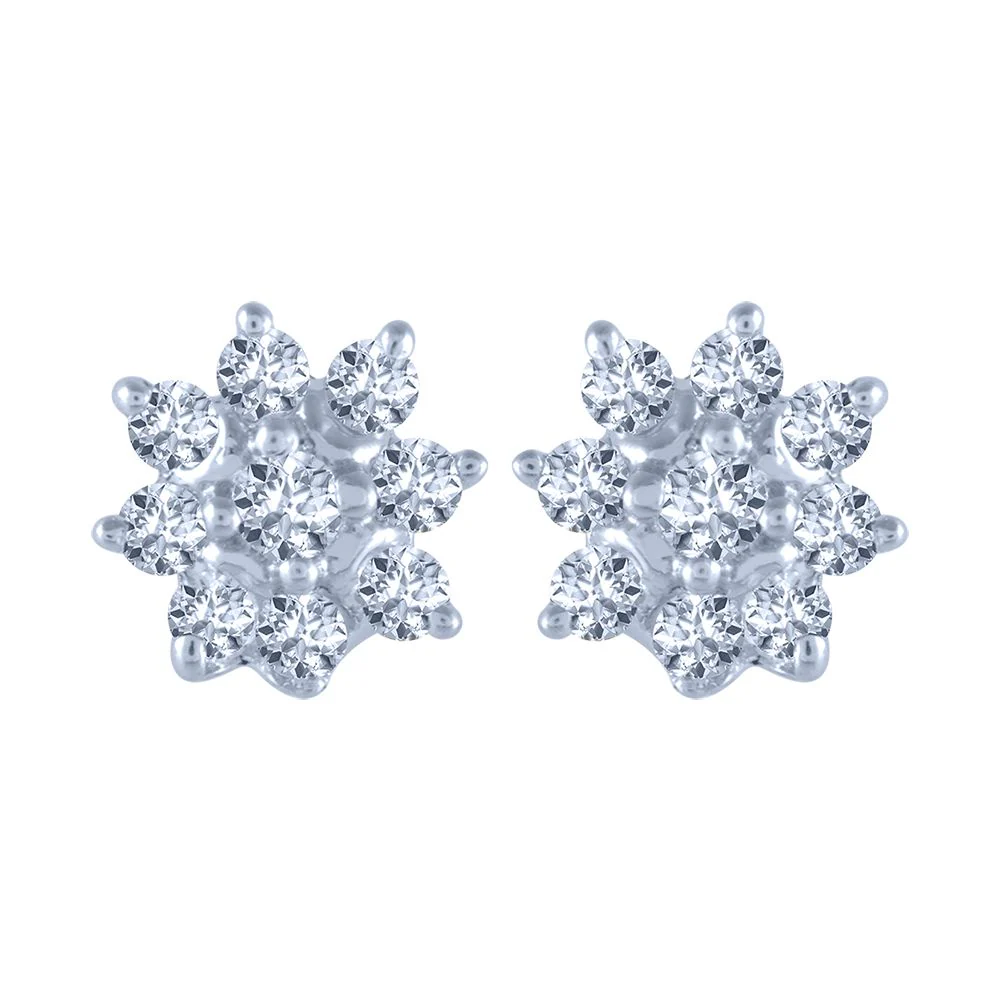 18k (750) White Gold And Diamond Stud Earrings For Women