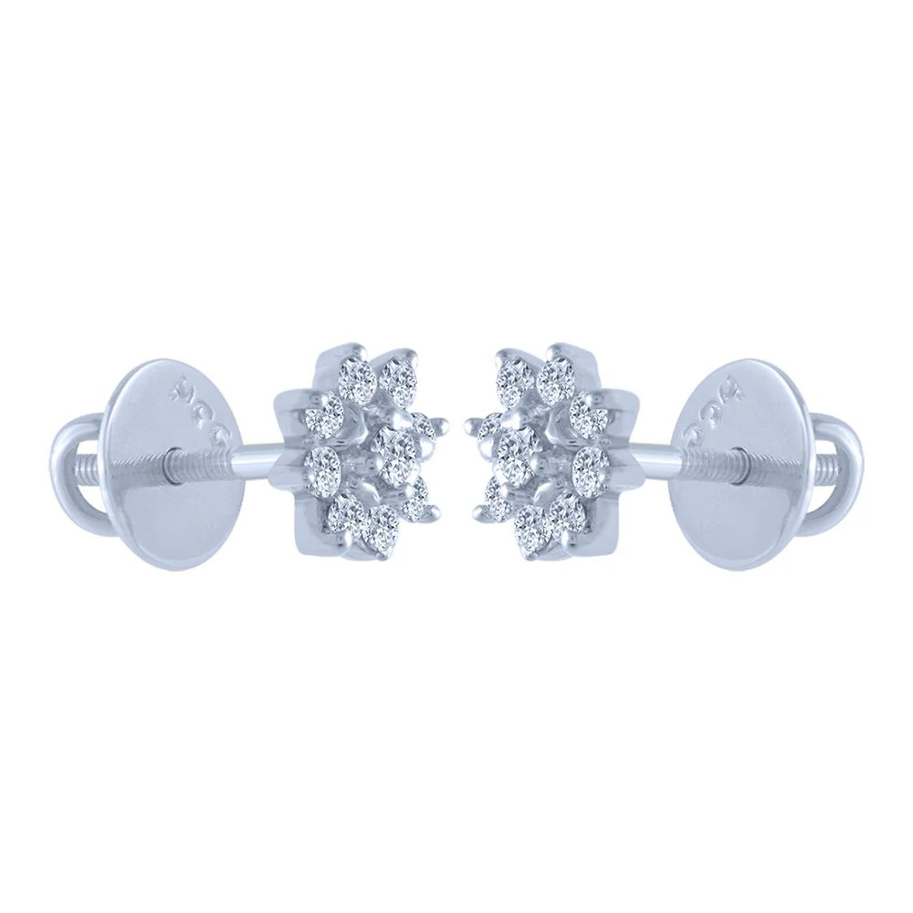 18k (750) White Gold And Diamond Stud Earrings For Women - Image 2