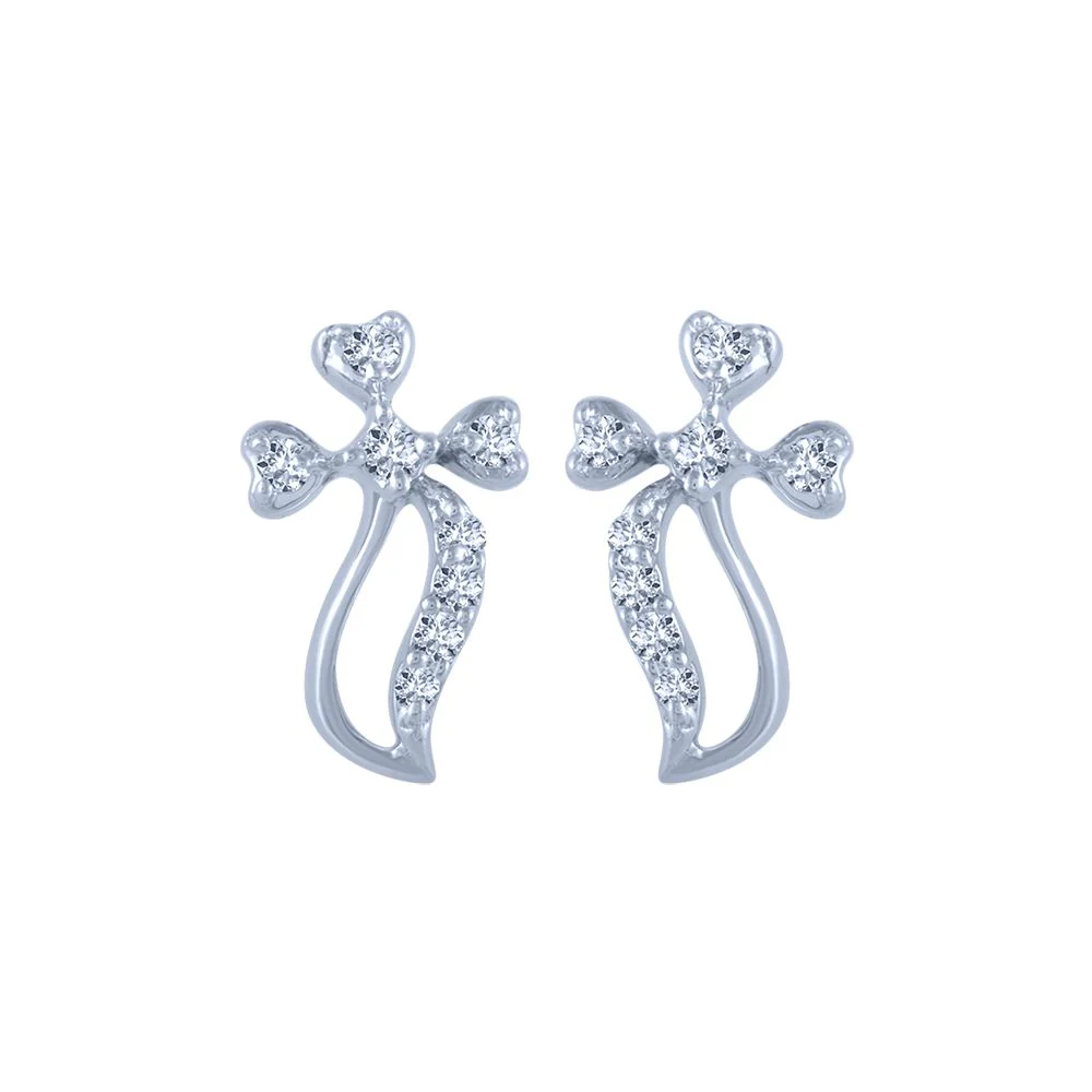 18k (750) White Gold And Diamond Stud Earrings For Women