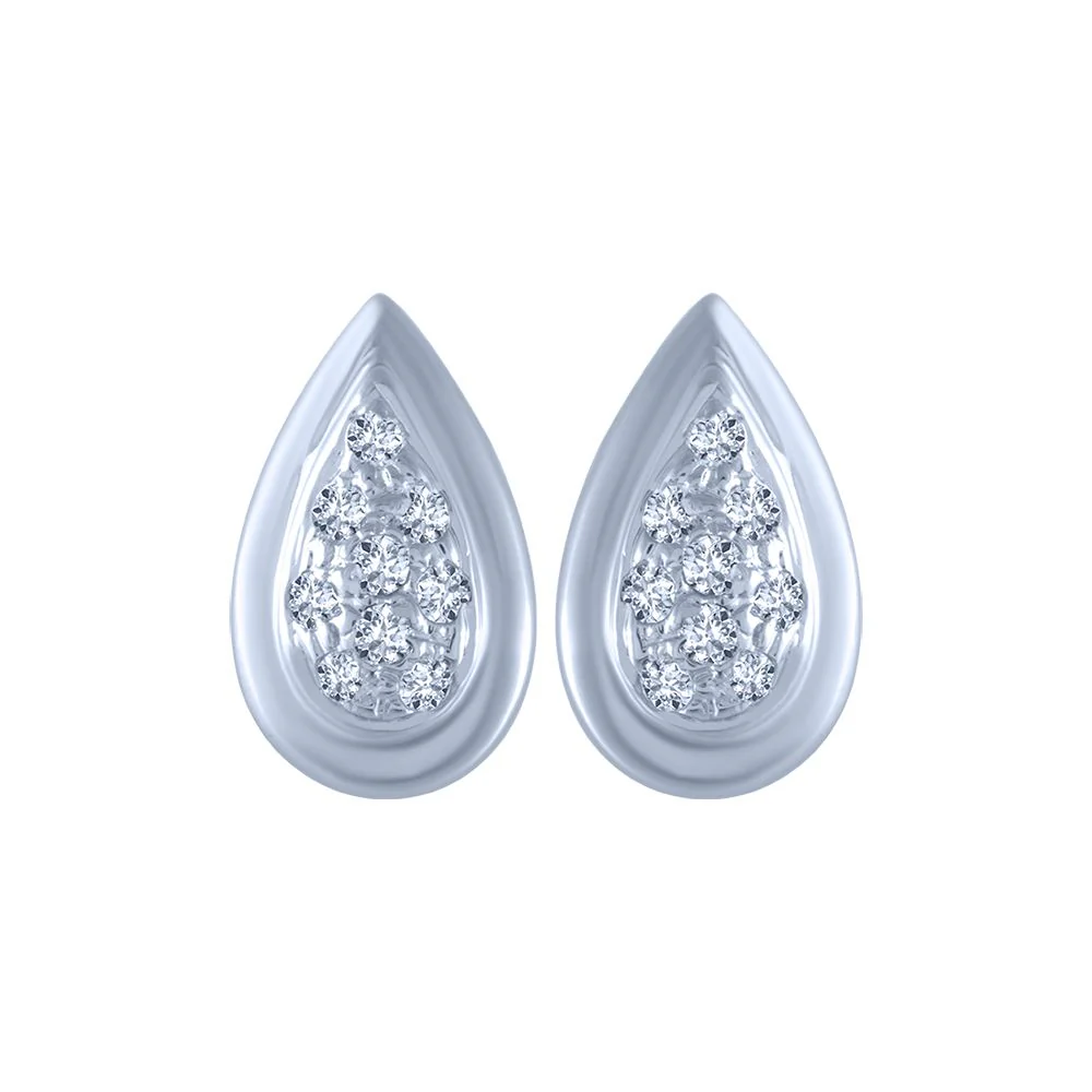 18k (750) White Gold And Diamond Stud Earrings For Women