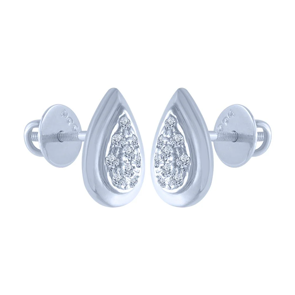 18k (750) White Gold And Diamond Stud Earrings For Women - Image 2