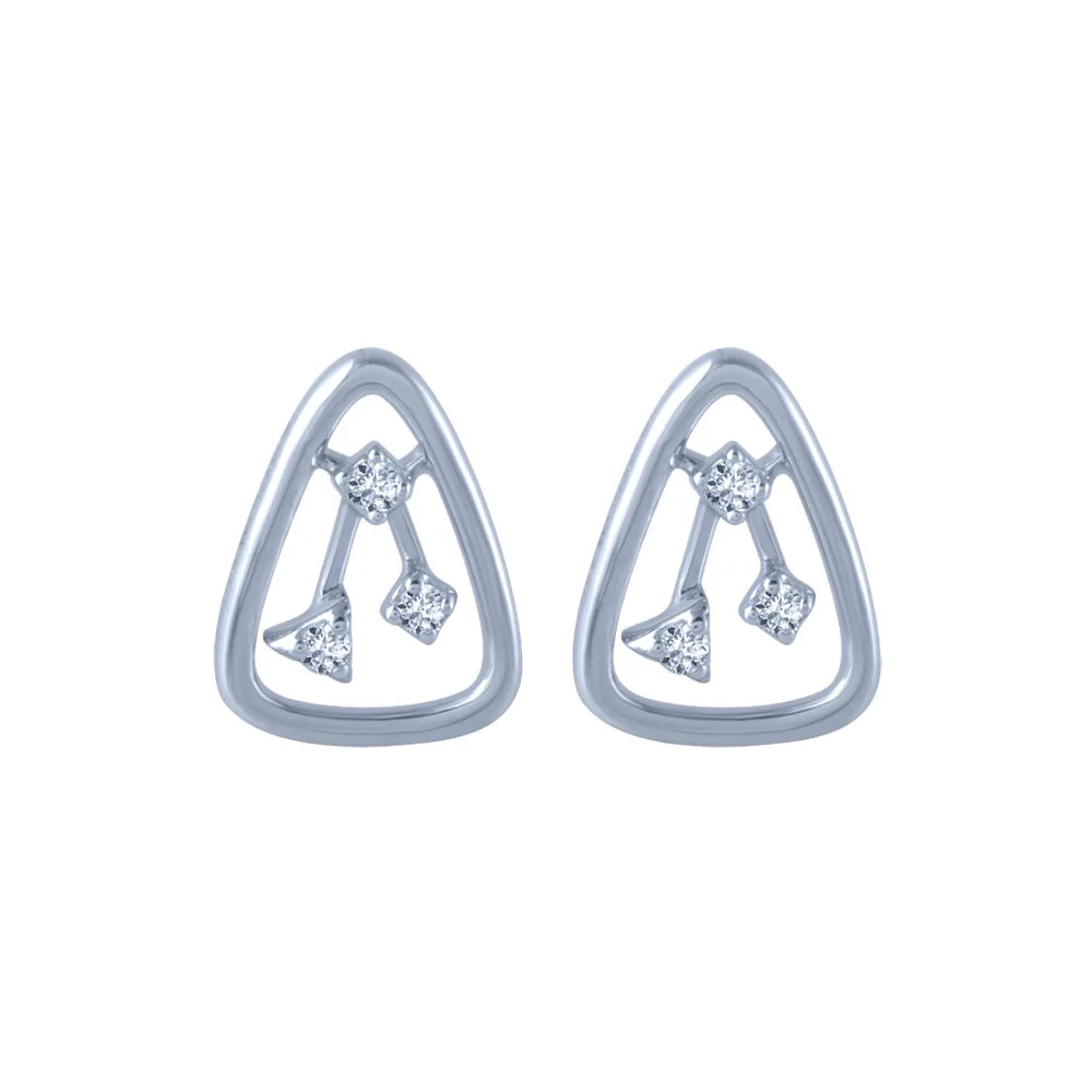 18k (750) White Gold And Diamond Stud Earrings For Women
