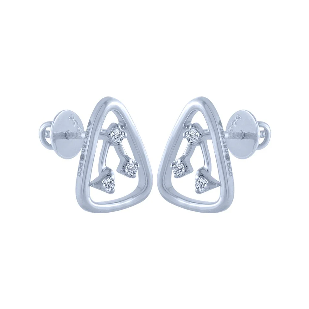 18k (750) White Gold And Diamond Stud Earrings For Women - Image 2