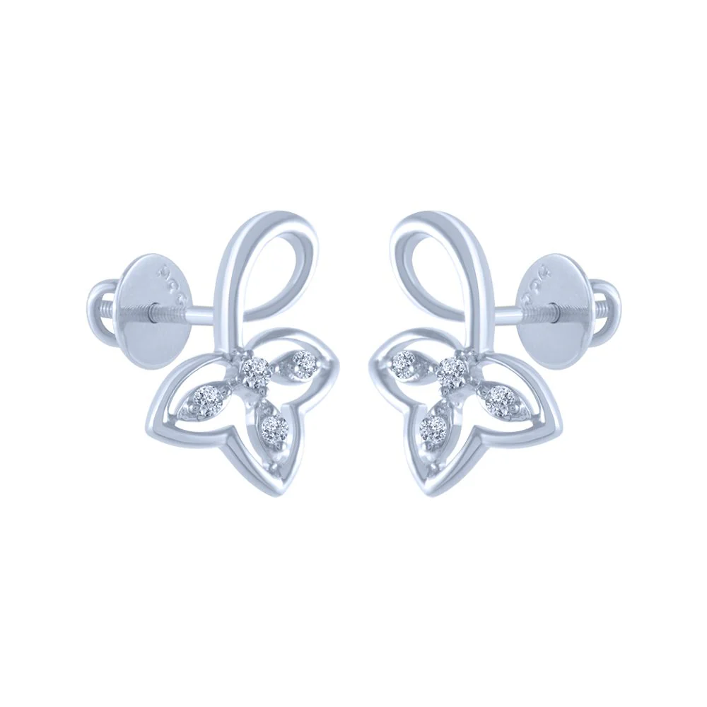 18k (750) White Gold And Diamond Stud Earrings For Women - Image 3