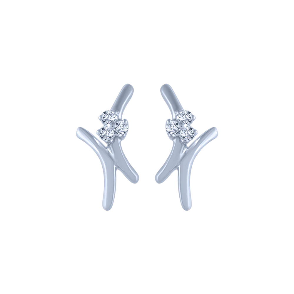18k (750) White Gold And Diamond Stud Earrings For Women
