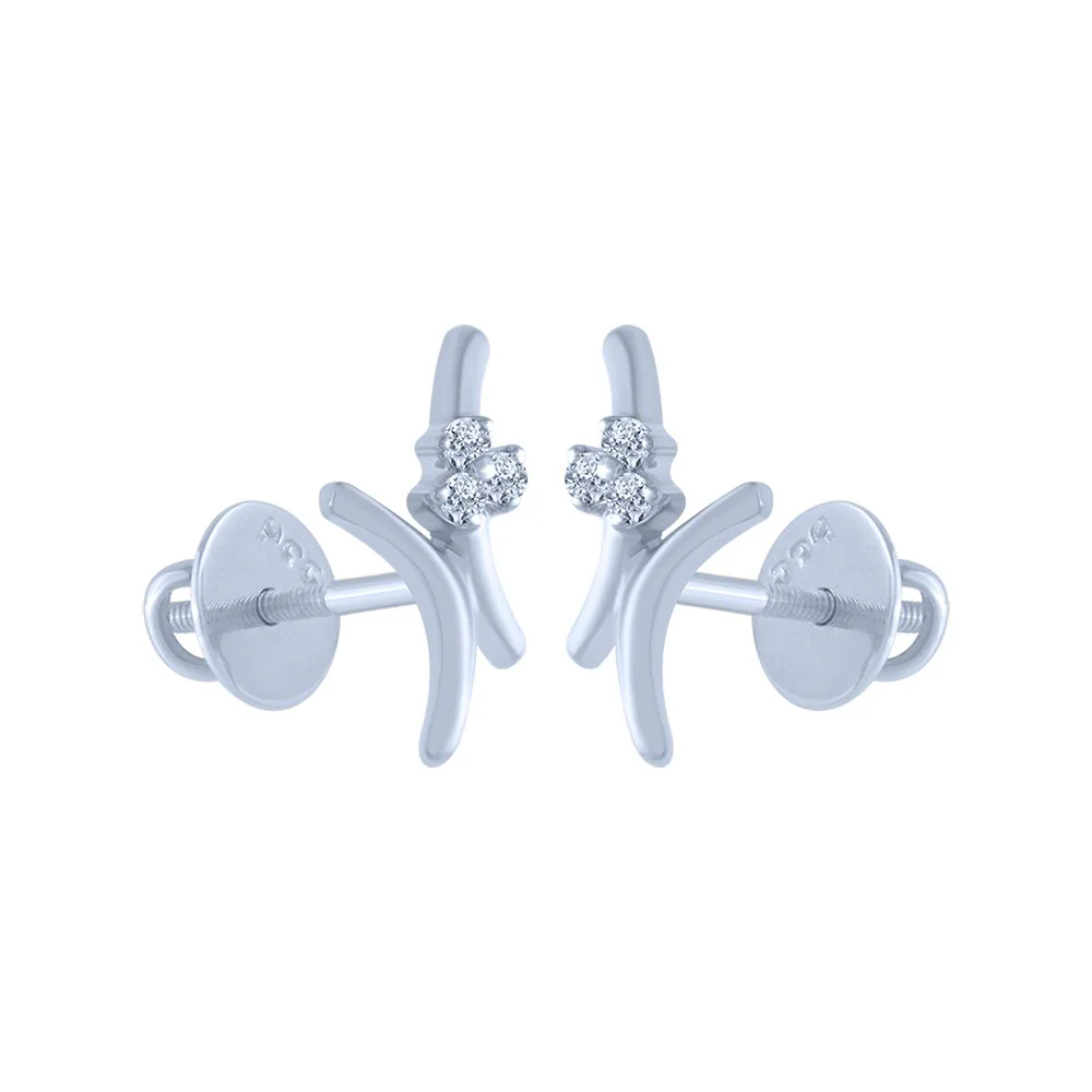 18k (750) White Gold And Diamond Stud Earrings For Women - Image 2