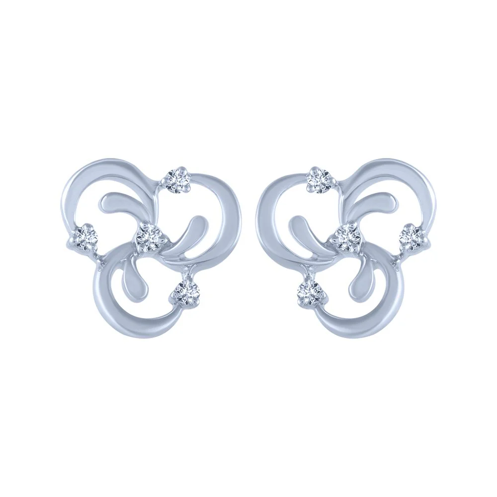 18k (750) White Gold And Diamond Stud Earrings For Women