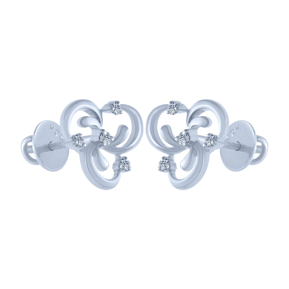 18k (750) White Gold And Diamond Stud Earrings For Women - Image 2