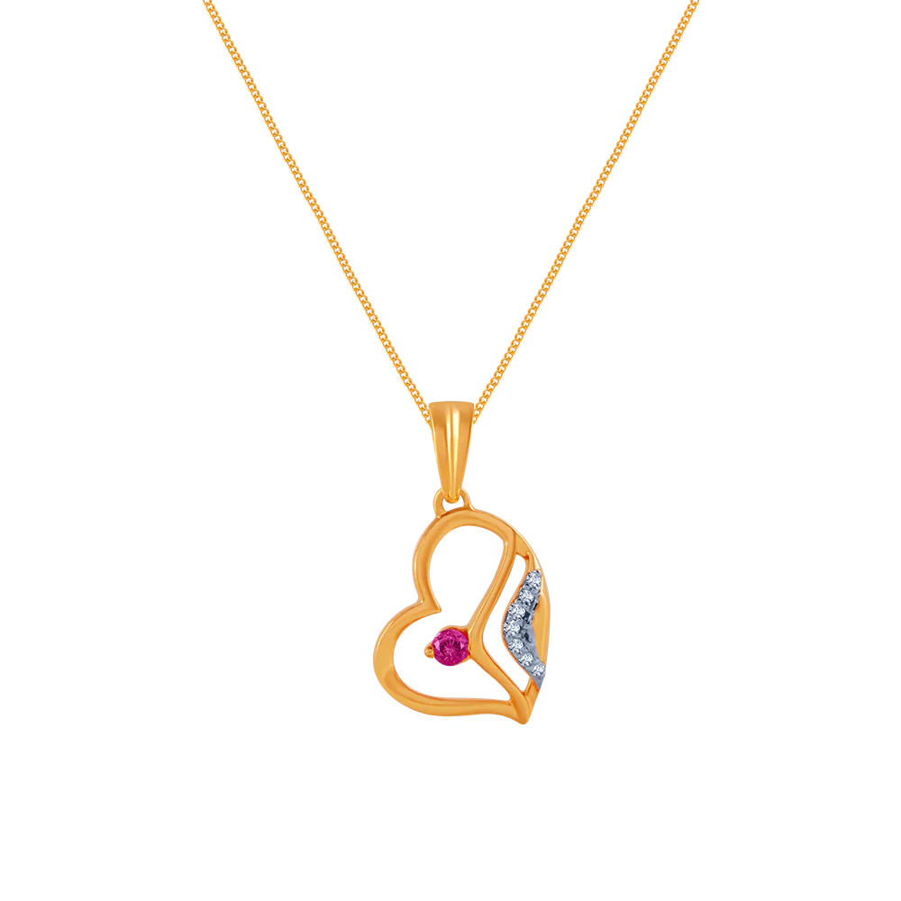 18k (750) Yellow Gold And Diamond Pendant For Women