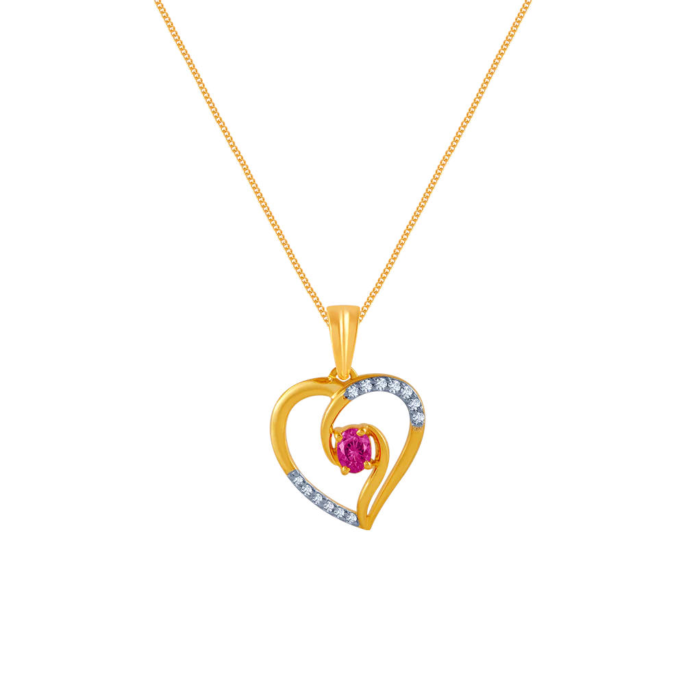 18k (750) Yellow Gold And Diamond Pendant For Women