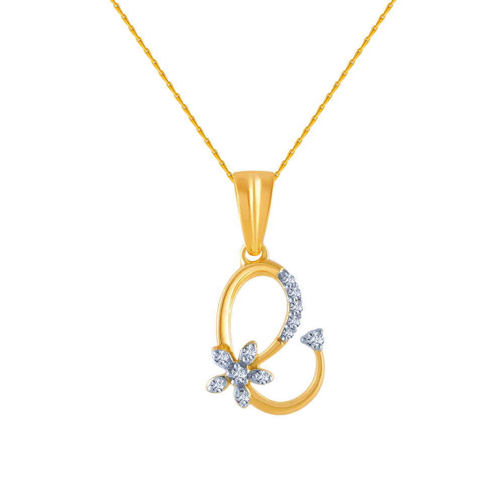 18k (750) Yellow Gold And Diamond Pendant For Women