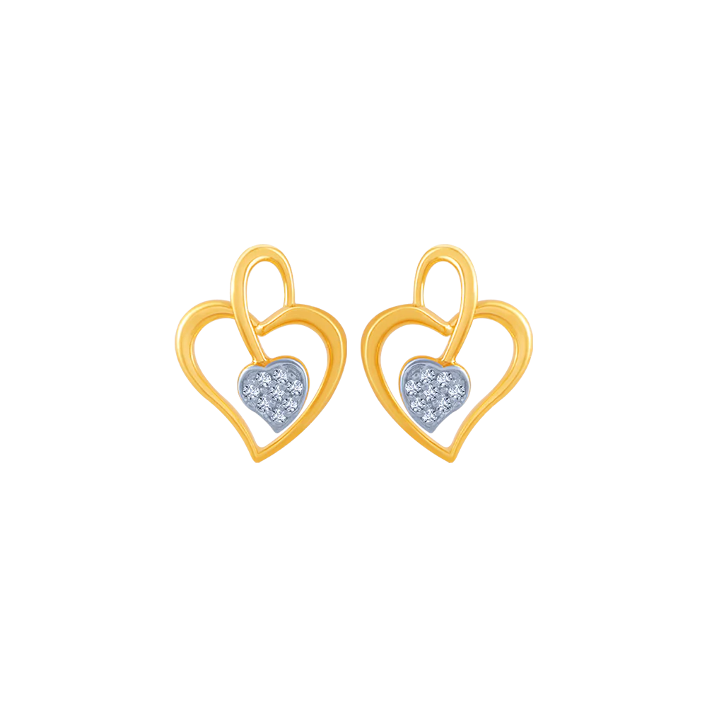 18k (750) Yellow Gold And Diamond Stud Earrings For Women - Image 2